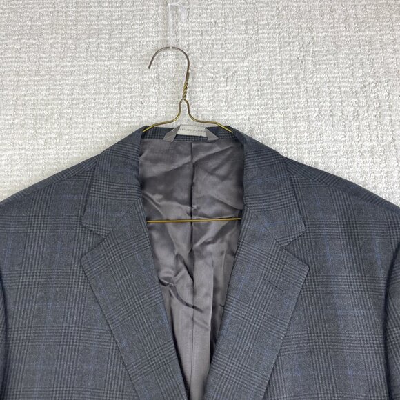 J.P. Tilford Samuelsohn x Harry Rosen Gray/Blue gingham Sport Blazer Jacket 46R - Picture 2 of 16